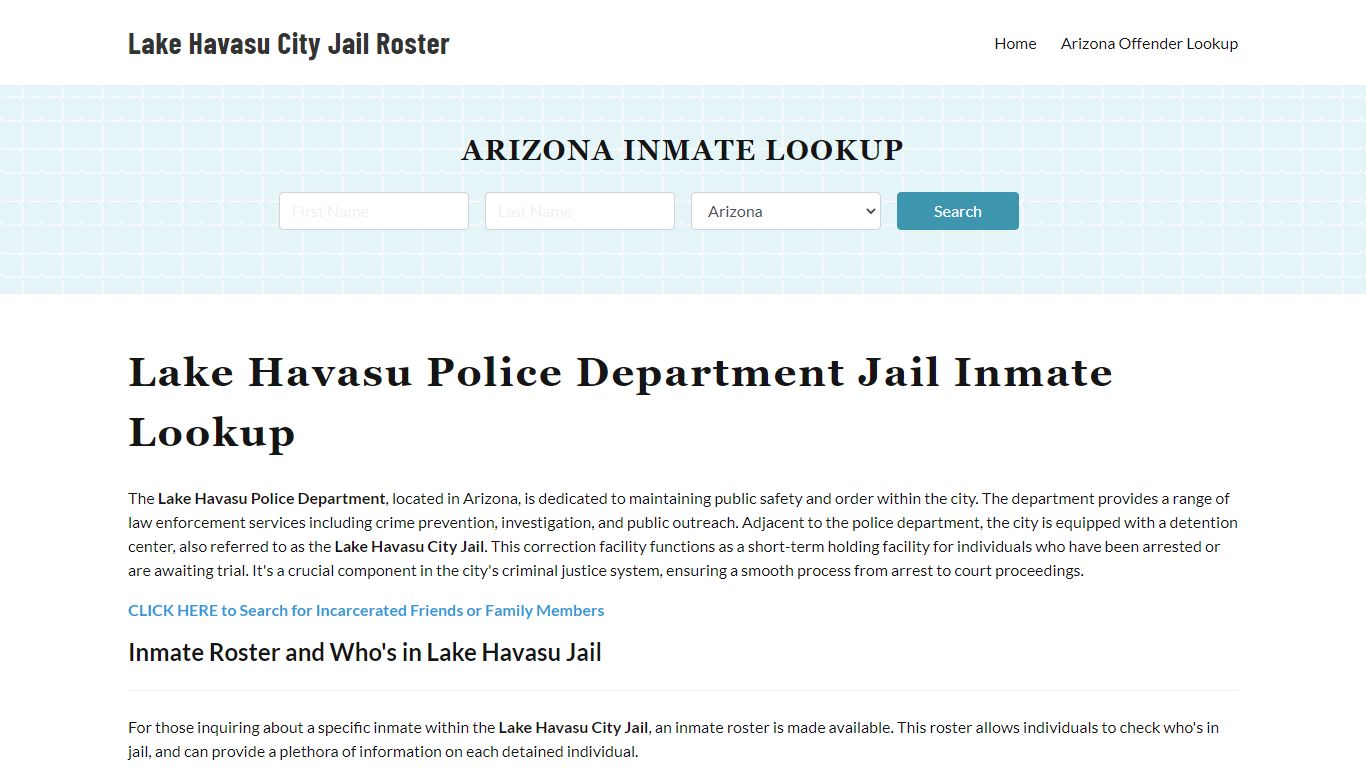 Lake Havasu Police Department & City Jail, AZ Inmate Roster, Arrests ...