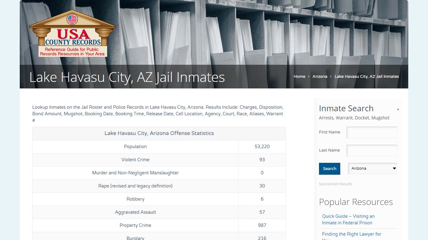 Lake Havasu City, AZ Jail Inmates | Name Search