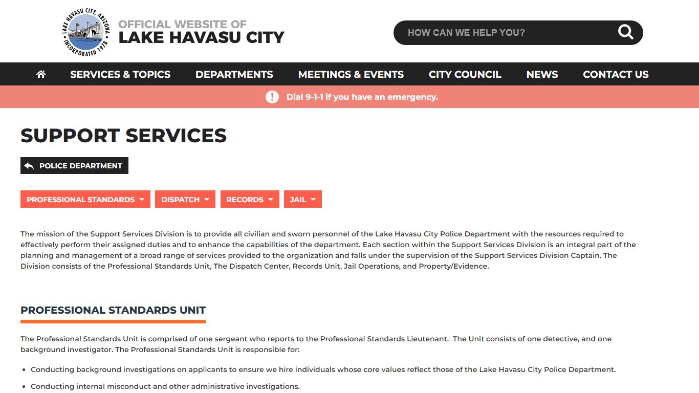 SUPPORT SERVICES - Lake Havasu City, Arizona